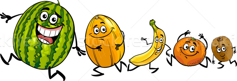 happy running fruits cartoon illustration Stock photo © izakowski