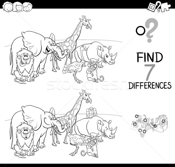 differences game with wild animals color book Stock photo © izakowski