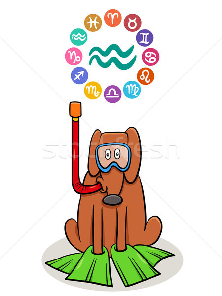 Aquarius Zodiac sign with cartoon dog Stock photo © izakowski