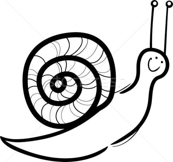 Stock photo: snail cartoon illustration for coloring