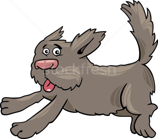 running shaggy dog cartoon illustration Stock photo © izakowski