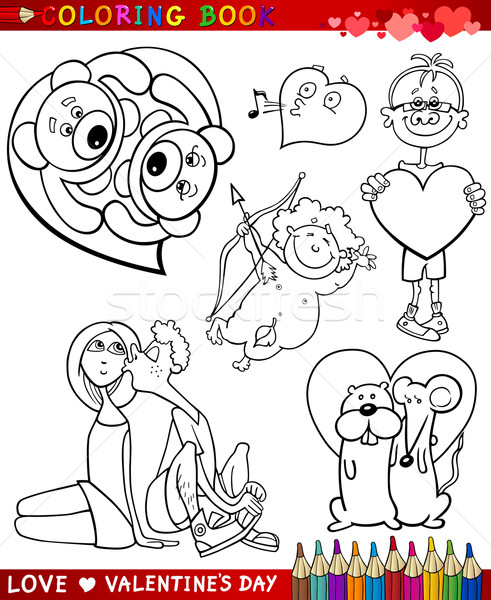 valentine cartoon themes for coloring Stock photo © izakowski