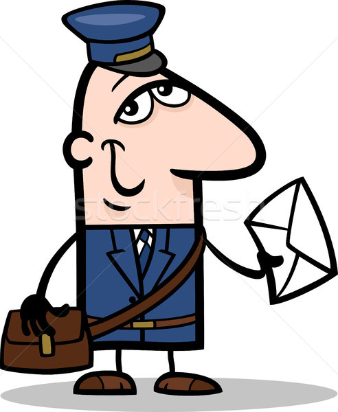 postman with letter cartoon illustration Stock photo © izakowski