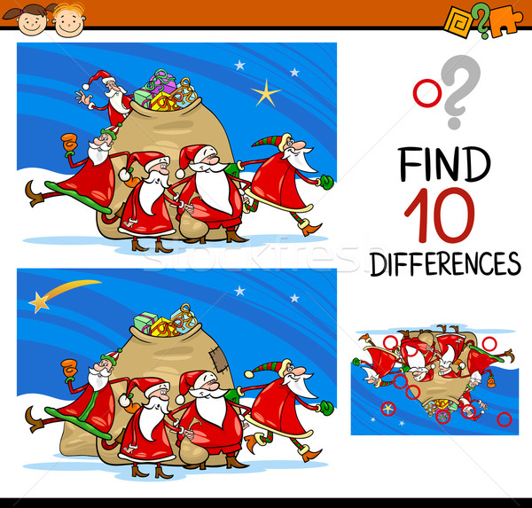 Karácsony különbségek feladat gyerekek rajz illusztráció Stock fotó © izakowski