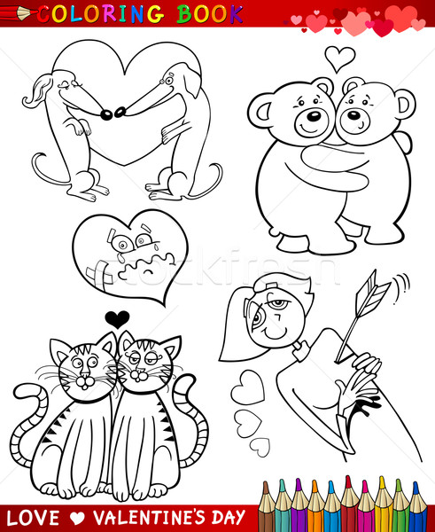 valentine cartoon themes for coloring Stock photo © izakowski