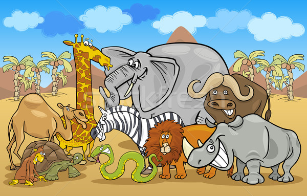 Afrikaanse safari wilde dieren cartoon illustratie grappig Stockfoto © izakowski