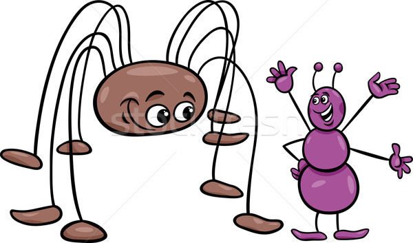 ant and opilion cartoon illustration Stock photo © izakowski