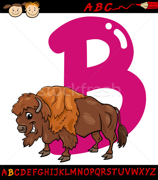 Schreiben Bison Karikatur Illustration Alphabet Stock foto © izakowski