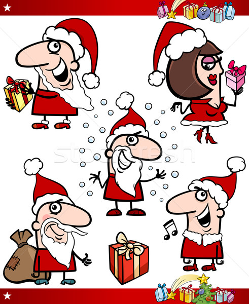 Santa and Christmas Themes Cartoon Set Stock photo © izakowski