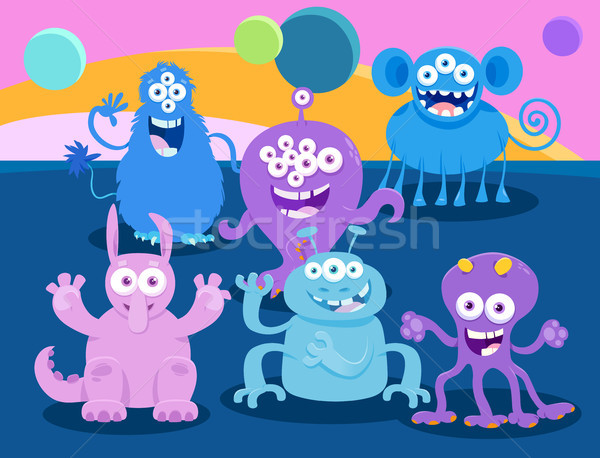 Fantasy Monster Characters Cartoon Group Stock photo © izakowski