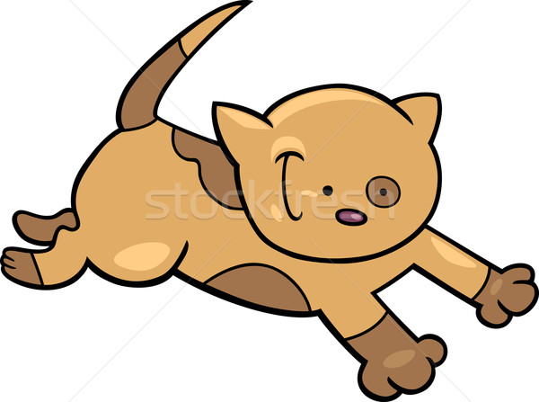 работает котенка Cartoon иллюстрация Cute кошки Сток-фото © izakowski