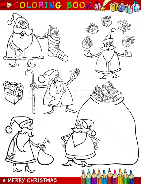 Stock photo: Cartoon Christmas Themes for Coloring