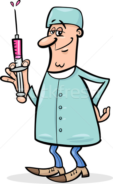 doctor with syringe cartoon illustration Stock photo © izakowski