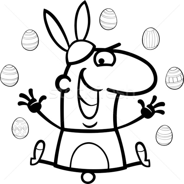 man as easter bunny cartoon for coloring Stock photo © izakowski