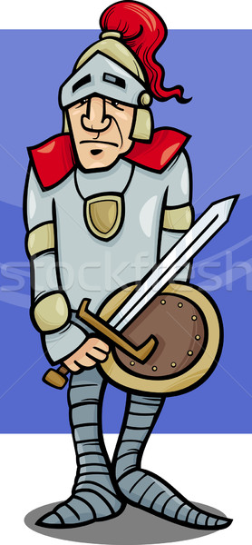 Chevalier épée cartoon illustration armure bouclier [[stock_photo]] © izakowski