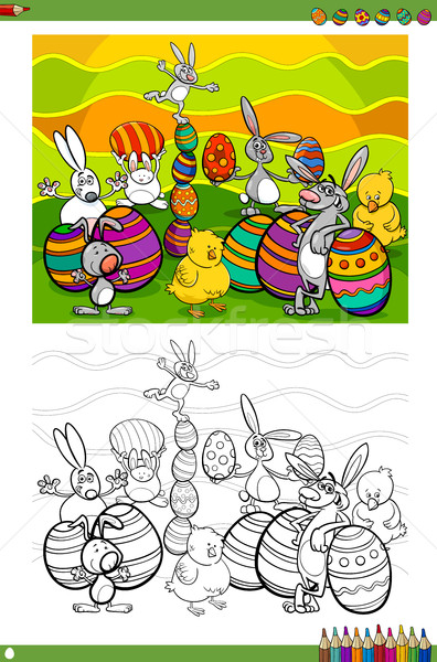 easter characters coloring book Stock photo © izakowski