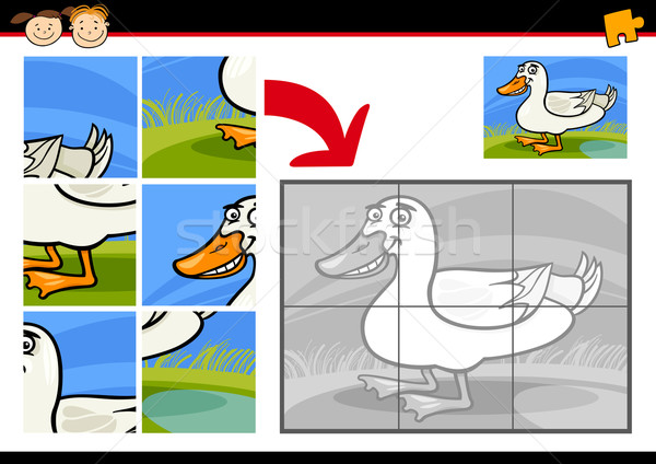 cartoon duck jigsaw puzzle game Stock photo © izakowski