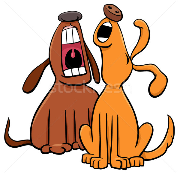 barking or howling dogs cartoon characters Stock photo © izakowski