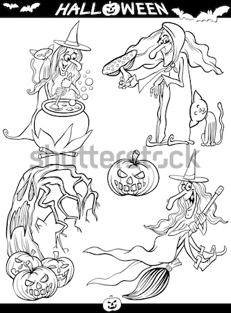 Halloween Cartoon Themes for Coloring Stock photo © izakowski