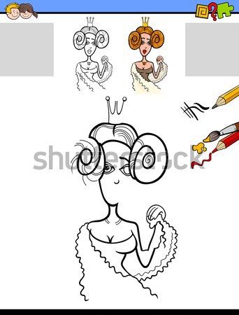 woman cartoon illustration aries sign Stock photo © izakowski