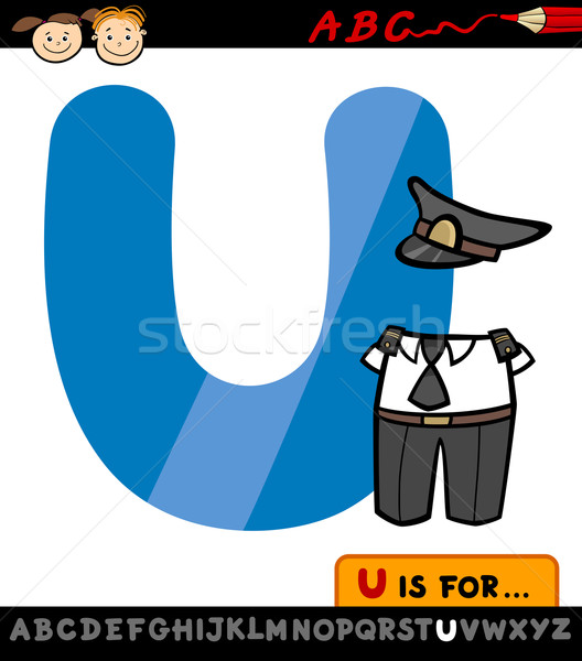 letter u with uniform cartoon illustration Stock photo © izakowski
