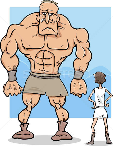 david and goliath cartoon illustration Stock photo © izakowski