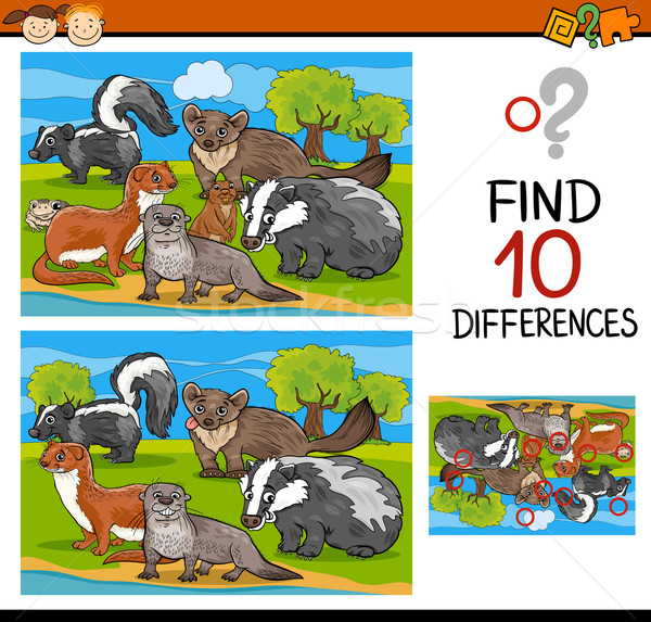 Erkenntnis Unterschiede Spiel Karikatur Illustration pädagogisch Stock foto © izakowski