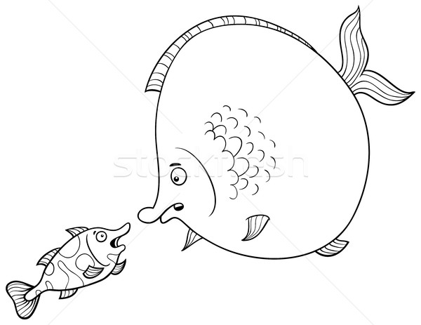 Fish Talking Coloring Page Vector Illustration C Izakowski 7893283 Stockfresh