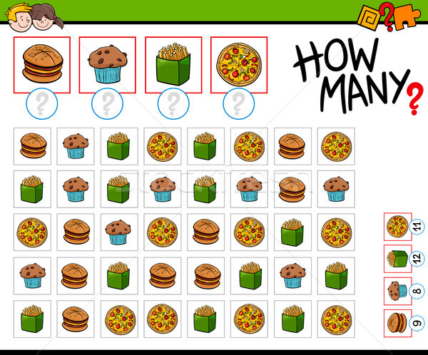 how many food objects cartoon game Stock photo © izakowski