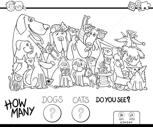 how many dogs and cats coloring book Stock photo © izakowski