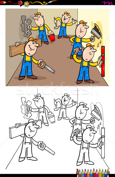 workers or builders characters group color book Stock photo © izakowski