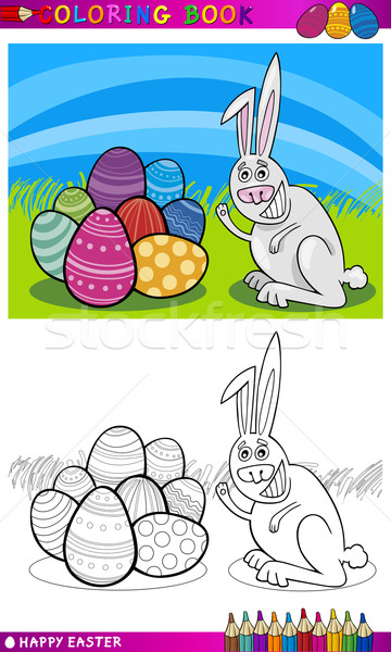 easter bunny cartoon for coloring Stock photo © izakowski