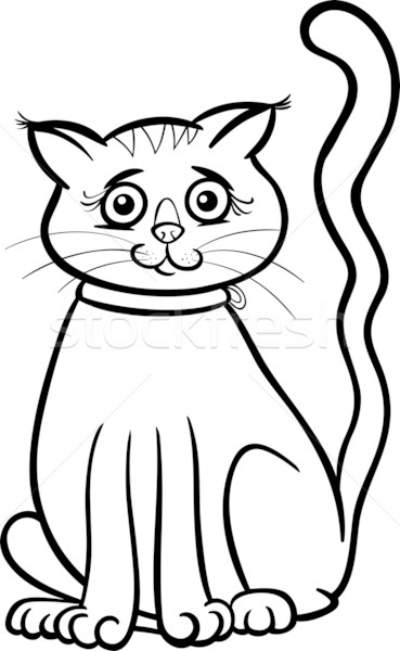 Gato Preto E Branco Dos Desenhos Animados Ilustração do Vetor - Ilustração  de estilizado, animais: 40375470