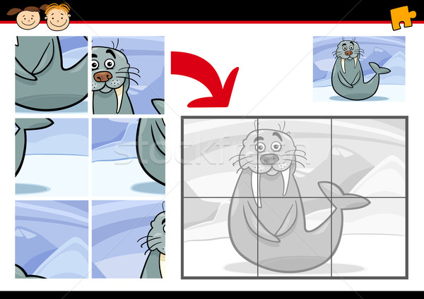 Cartoon walrus spel illustratie onderwijs Stockfoto © izakowski