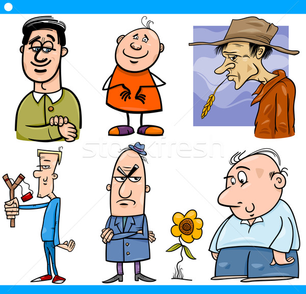 men characters set cartoon illustration Stock photo © izakowski
