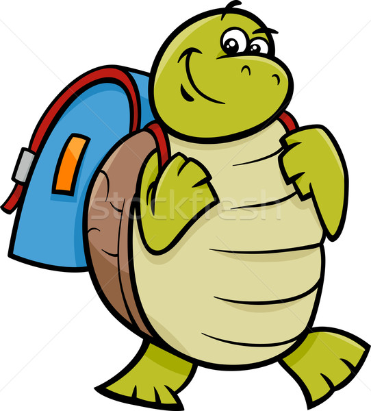 turtle with satchel cartoon illustration Stock photo © izakowski