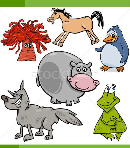 állatok rajz betűk szett illusztráció boldog Stock fotó © izakowski