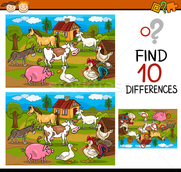 Bevinding verschillen spel cartoon illustratie onderwijs Stockfoto © izakowski