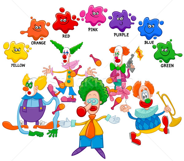 basic colors educational page with clowns Stock photo © izakowski