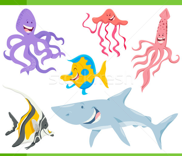 fish and sea life animals characters set Stock photo © izakowski