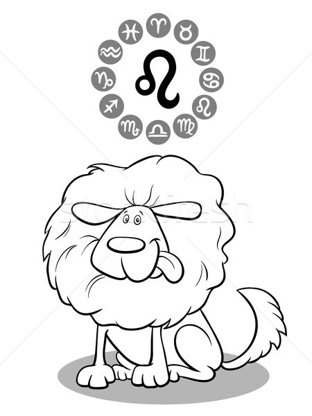 Foto stock: Cartoon · perro · zodíaco · signo · ilustración · funny