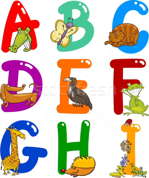 Cartoon alfabet zwierząt kolorowy zestaw funny Zdjęcia stock © izakowski