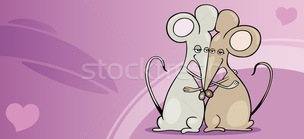 mice in love valentine card cartoon Stock photo © izakowski