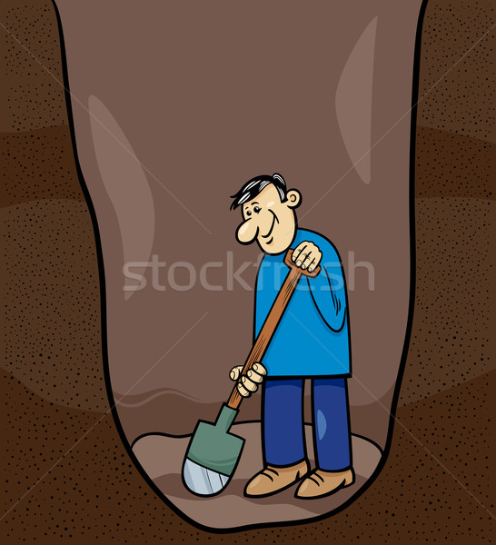 digging man cartoon illustration Stock photo © izakowski