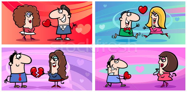 valentines cartoon greeting cards Stock photo © izakowski