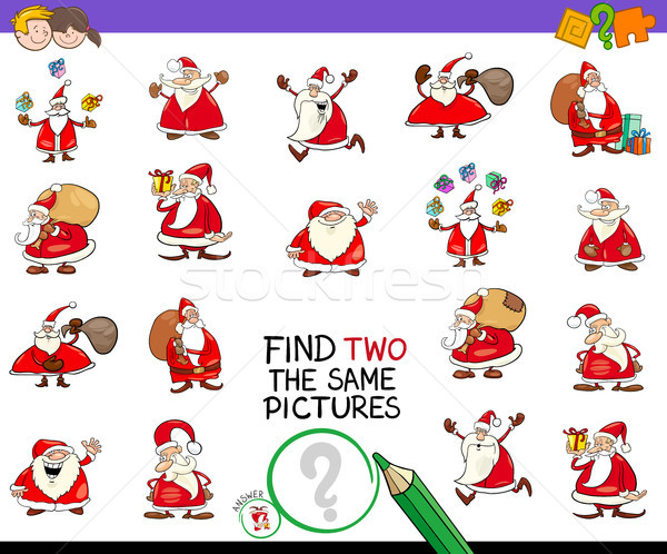 find two the same pictures game with santa Stock photo © izakowski
