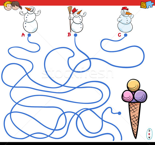 лабиринт игры мороженым Cartoon иллюстрация головоломки Сток-фото © izakowski