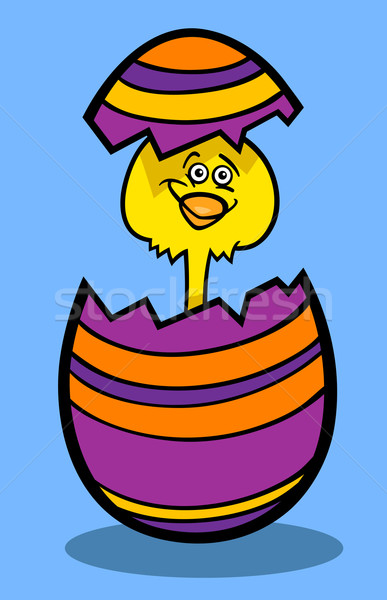 Chick huevo de Pascua Cartoon ilustración funny pequeño Foto stock © izakowski