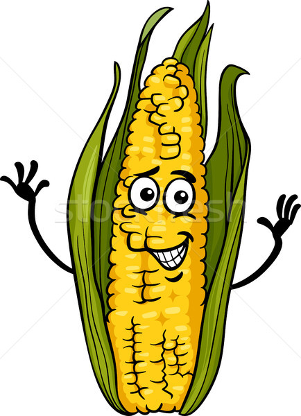 funny corn on the cob cartoon illustration Stock photo © izakowski