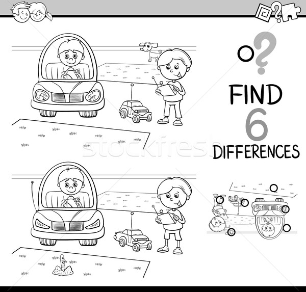 Différences jeu page blanc noir cartoon illustration [[stock_photo]] © izakowski